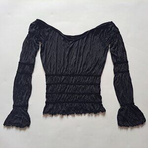 Michel Klein Black Off Shoulder Crop Top Size S